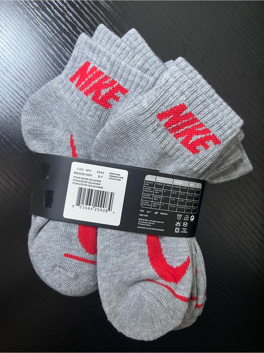 Nike Grey Ankle Cushioned Socks with Red Logo - Picture 3 of 4